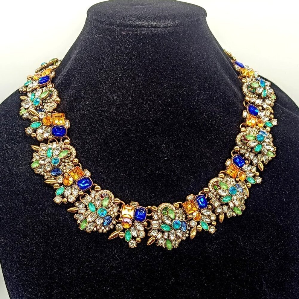 Multicolor Rhinestone Crystal Statement Necklace - image 1